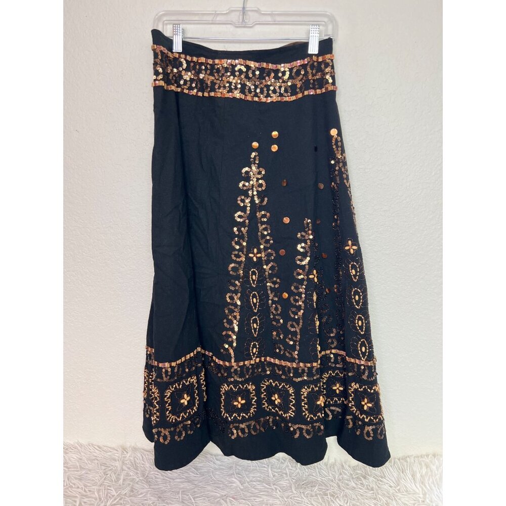Elegant Black and Gold Maxi Skirt